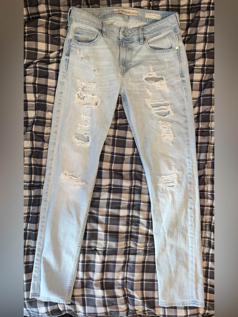 Guess Slim Tapered Light Blue Faded Denim Jeans Size 30x32